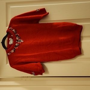 Embroidered red top